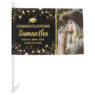Gold Star Graduate Photo 2026 Graduation Car Flag