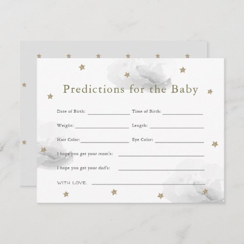 Gold Star  Gray Cloud Baby Predictions Card
