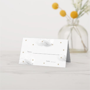Gold Star & Gray Cloud Baby Shower Place Card