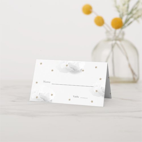 Gold Star  Gray Cloud Baby Shower Place Card