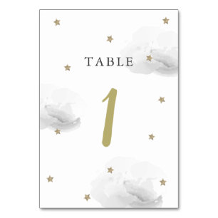 Gold Star & Gray Cloud Table Number