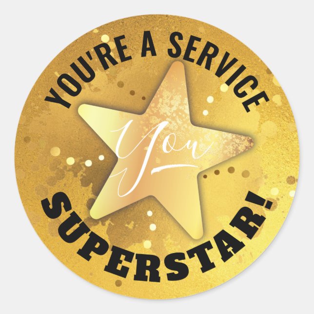 Gold star great job employee recognition stickers (Front)