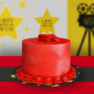 Gold Star Happy Birthday Hollywood Birthday Cake Topper