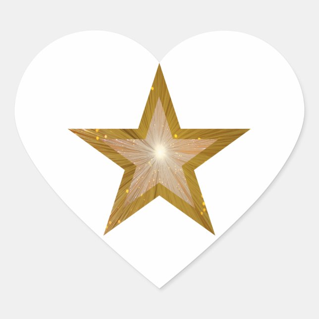 Gold Star heart sticker white (Front)