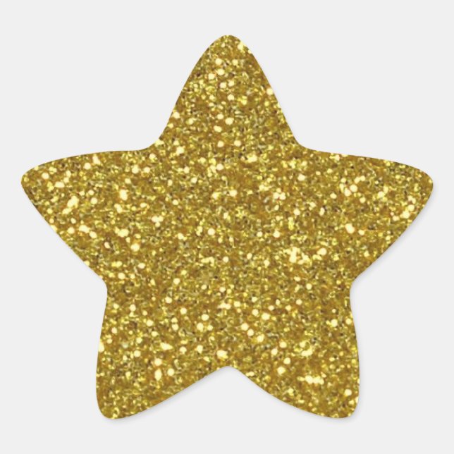 Gold Star in Gold Glitter Texture Sticker (Front)