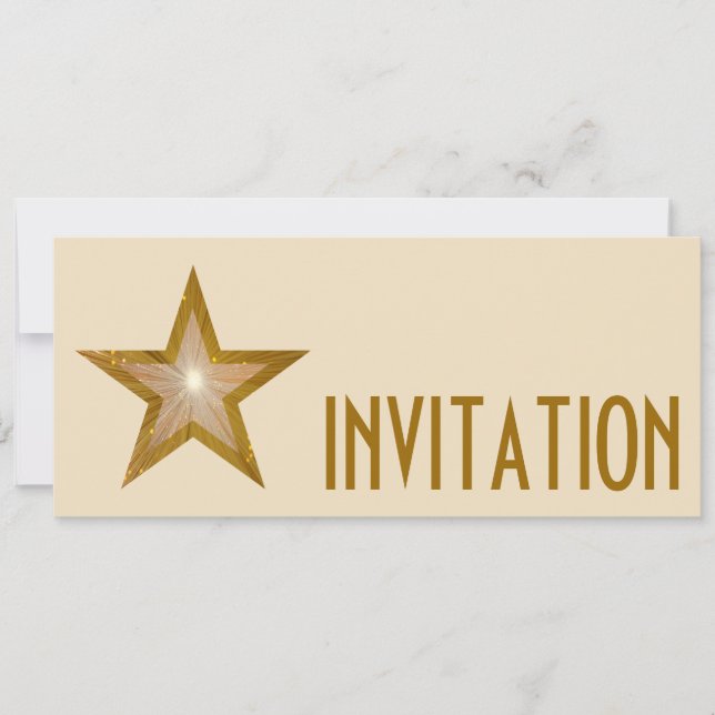 Gold Star 'INVITATION' cream long Invitation (Front)