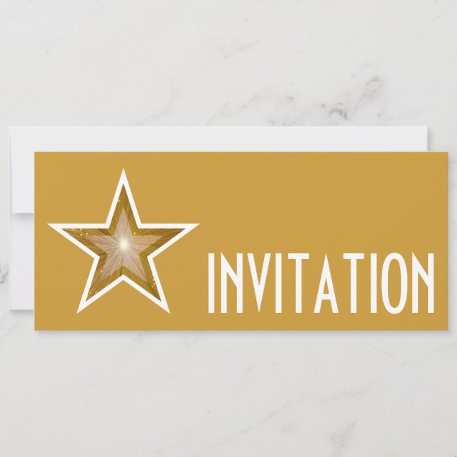 Gold Star 'INVITATION' gold long Invitation (Front)