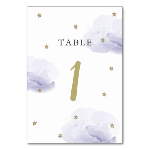 Gold Star  Lavender Cloud Table Number