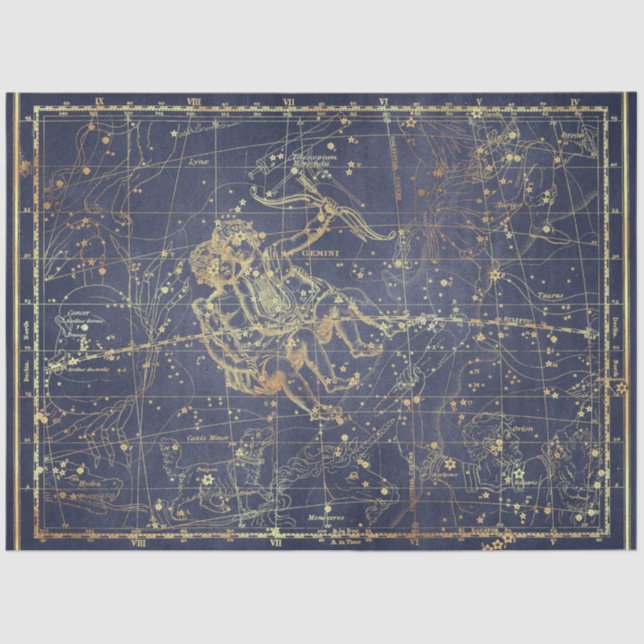 Gold Star Map Series Design 16 Tissue Paper (Front)