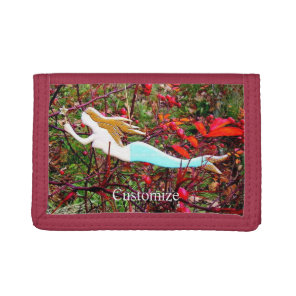 Gold star mermaid swimming tri-fold wallet