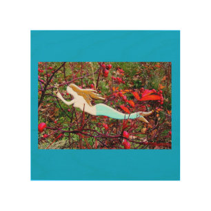 gold star mermaid wood wall art