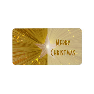 Gold Star 'Merry Christmas' gift tag label