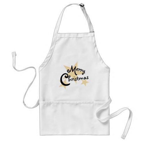 Gold Star Merry Christmas on White Apron