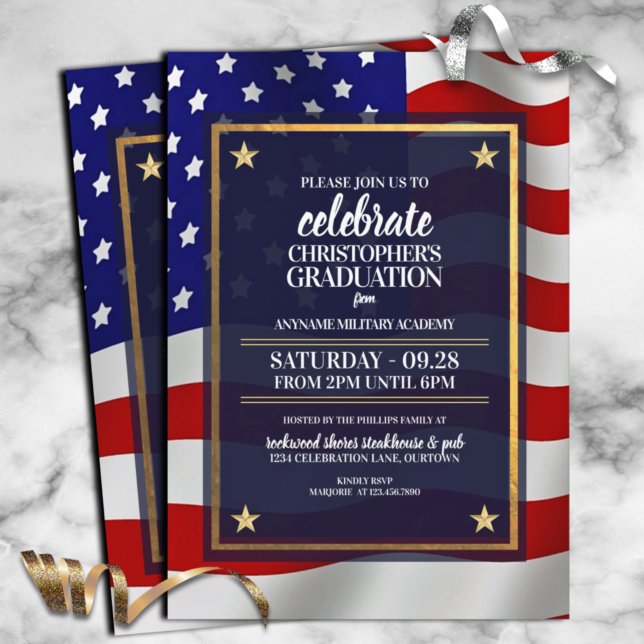 Gold Star Military Academy Graudation Party Invitation (Creator Uploaded)