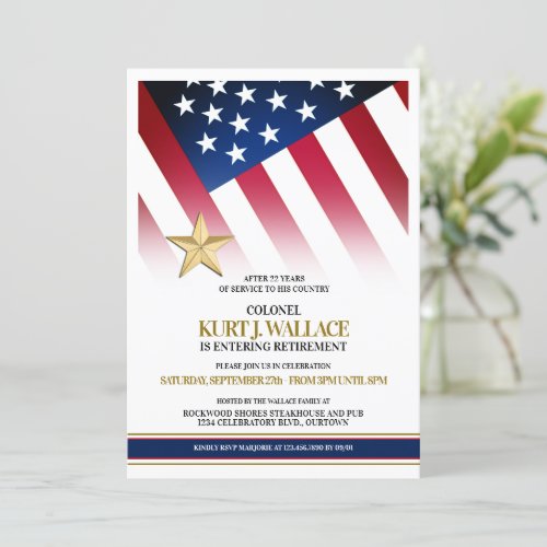 Gold Star Military Retirement Party Invitation