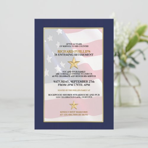 Gold Star Military Retirement Party Invitations