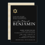 GOLD STAR modern Bar Mitzvah minimal black white Invitation<br><div class="desc">by kat massard >>> https://linktr.ee/simplysweetpaperie <<< A modern, simply classy invitation design for your child's BAR or BAT MITZVAH TIP :: 1. To change/move graphics & fonts and add more text - hit the "customise it" button. - - - - - - - - - - - - - -...</div>