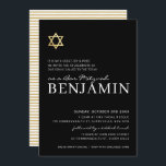 GOLD STAR modern Bar Mitzvah minimal black white Invitation<br><div class="desc">by kat massard >>> https://linktr.ee/simplysweetpaperie <<< A modern, simply classy invitation design for your child's BAR or BAT MITZVAH TIP :: 1. To change/move graphics & fonts and add more text - hit the "customise it" button. - - - - - - - - - - - - - -...</div>