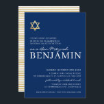 GOLD STAR modern Bar Mitzvah minimal navy white Invitation<br><div class="desc">by kat massard >>> https://linktr.ee/simplysweetpaperie <<< A modern, simply classy invitation design for your child's BAR or BAT MITZVAH TIP :: 1. To change/move graphics & fonts and add more text - hit the "customise it" button. - - - - - - - - - - - - - -...</div>