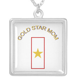 Gold Star Mom Silver Plated Necklace