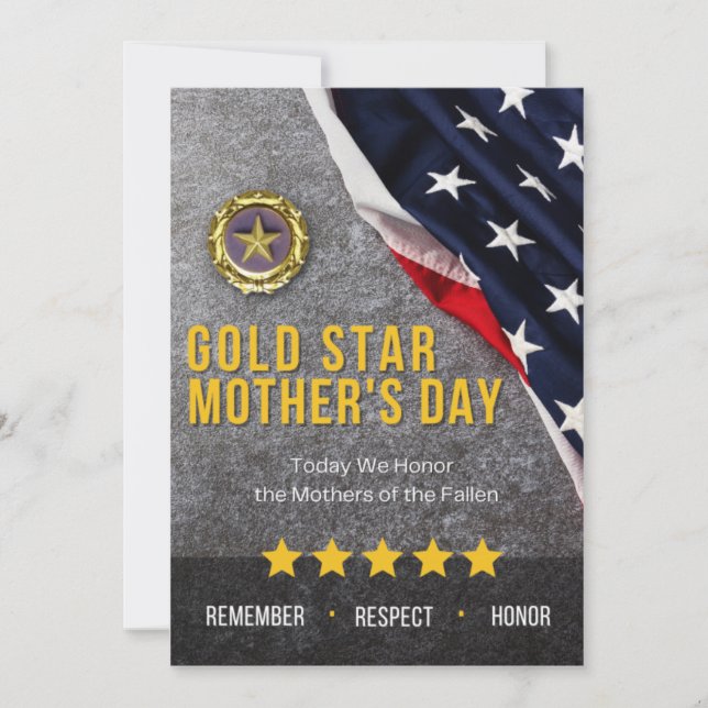 Gold Star Mother's Day Card (Front)