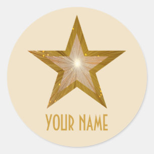 Gold Star 'Name' round sticker cream
