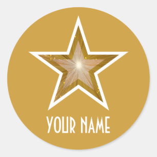 Gold Star 'Name' round sticker yellow