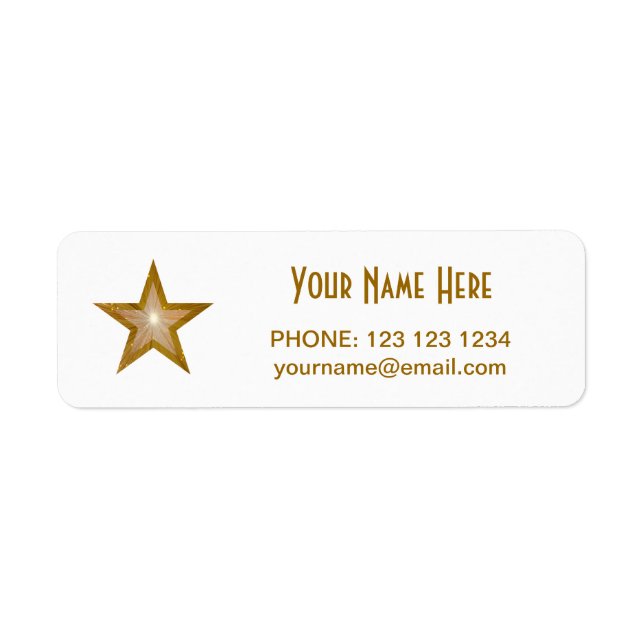 Gold Star 'Name' text label small white (Front)