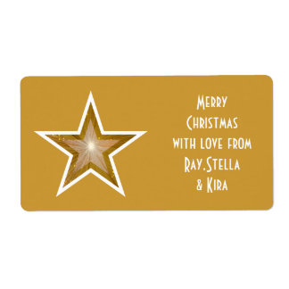 Gold Star 'Names' gift tag label large gold