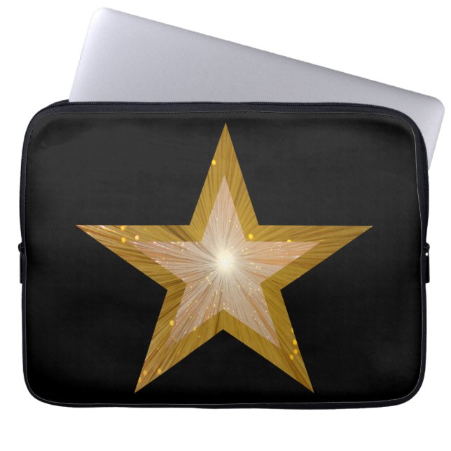 "Gold" Star neoprene laptop sleeve 13" black (Front)