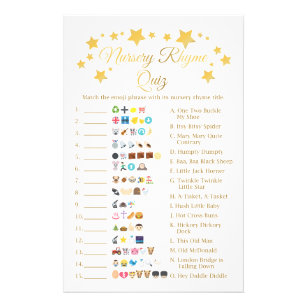 Gold Star Nursery Rhyme Baby Shower Emoji Game Flyer