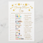 Gold Star Nursery Rhyme Baby Shower Emoji Game Flyer<br><div class="desc">Nursery Rhyme Baby Shower Emoji Game Gold Star Card Gold Star Nursery Rhyme Emoji Baby Shower Game A gold star "Nursery Rhyme Emoji Pictionary" game. A modern and fun shower game for your guests. If you need an ANSWER KEY, the answers can be found on my Zazzle store home page...</div>