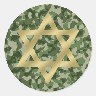 Gold Star of David Army Camouflage Classic Round Sticker
