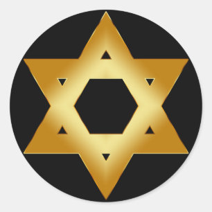 GOLD STAR OF DAVID CLASSIC ROUND STICKER