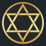 GOLD STAR OF DAVID CLASSIC ROUND STICKER<br><div class="desc">Gold Star of David.</div>