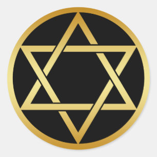 GOLD STAR OF DAVID CLASSIC ROUND STICKER