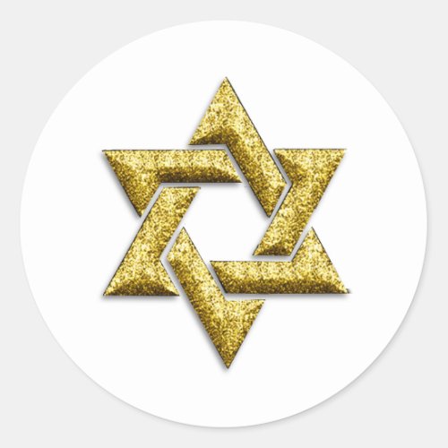 Gold Star of David Classic Round Sticker