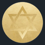 Gold Star of David Elegant Circle Classic Round Sticker<br><div class="desc">Elegant modern classic faux gold foil Star of David blank stickers you can personalize with any text or photo you add yourself. These stylish bar mitzvah favor tag stickers give a classy look as envelope seals, or on DIY bar and bat mitzvah party decor projects. • • • Click CUSTOMIZE FURTHER to...</div>