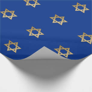 Gold Star of David Jewish Holidays Gift Wrapping Paper