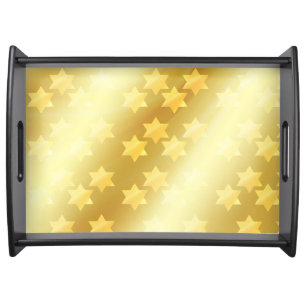 Gold Star of David lights Festival decoration Serving Tray
