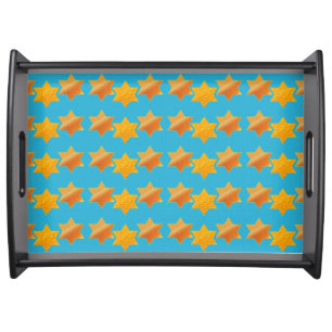 Gold Star of David lights Festival decoration Serving Tray
