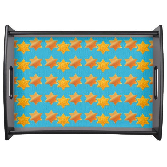 Gold Star of David lights Festival decoration Serving Tray (Front)