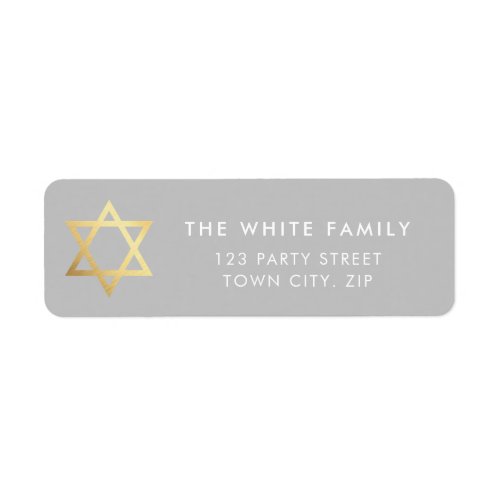 GOLD STAR OF DAVID modern plain simple gray white Label