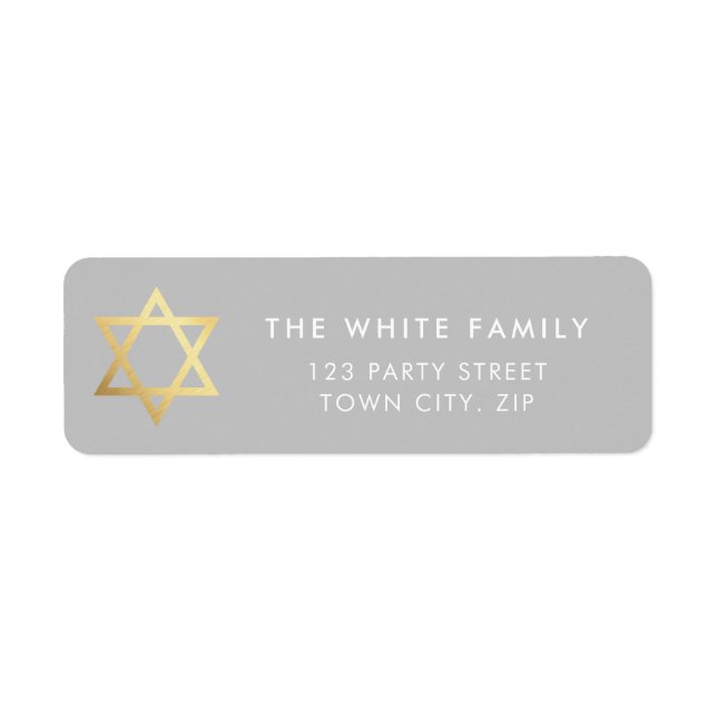 GOLD STAR OF DAVID modern plain simple gray white Label (Front)