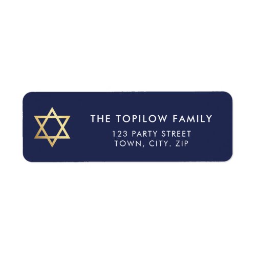 GOLD STAR OF DAVID modern plain simple navy blue Label