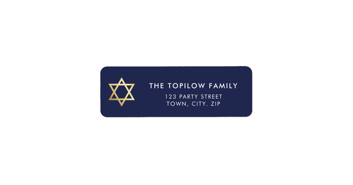 GOLD STAR OF DAVID modern plain simple navy blue Label | Zazzle