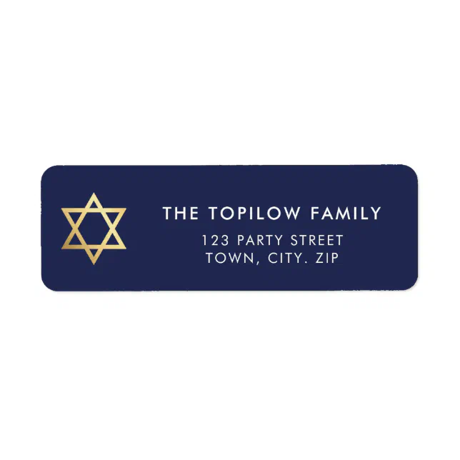 GOLD STAR OF DAVID modern plain simple navy blue Label | Zazzle