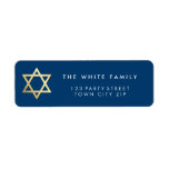 GOLD STAR OF DAVID modern plain simple navy blue Label<br><div class="desc">*** NOTE - THE SHINY GOLD FOIL EFFECT IS A PRINTED PICTURE Setup as a template it is easy to customize with your own text - make it yours! - - - - - - - - - - - - - - - - - - - - - -...</div>