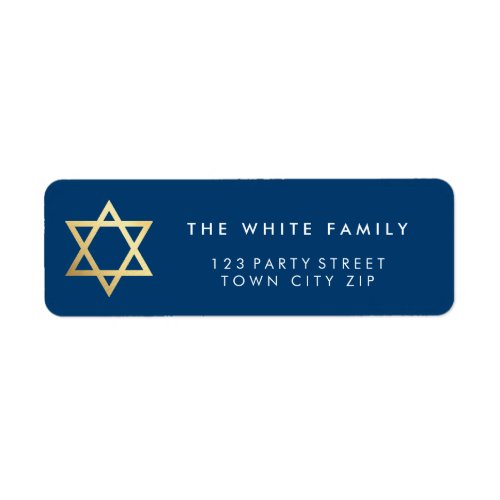 GOLD STAR OF DAVID modern plain simple navy blue Label