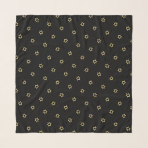 Gold Star of David Pattern Black Head Scarf